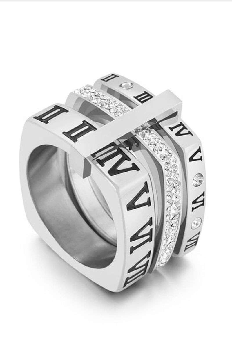 LUXIIVA® SQUIRCLE ROMAN NUMERAL LAYERED RING