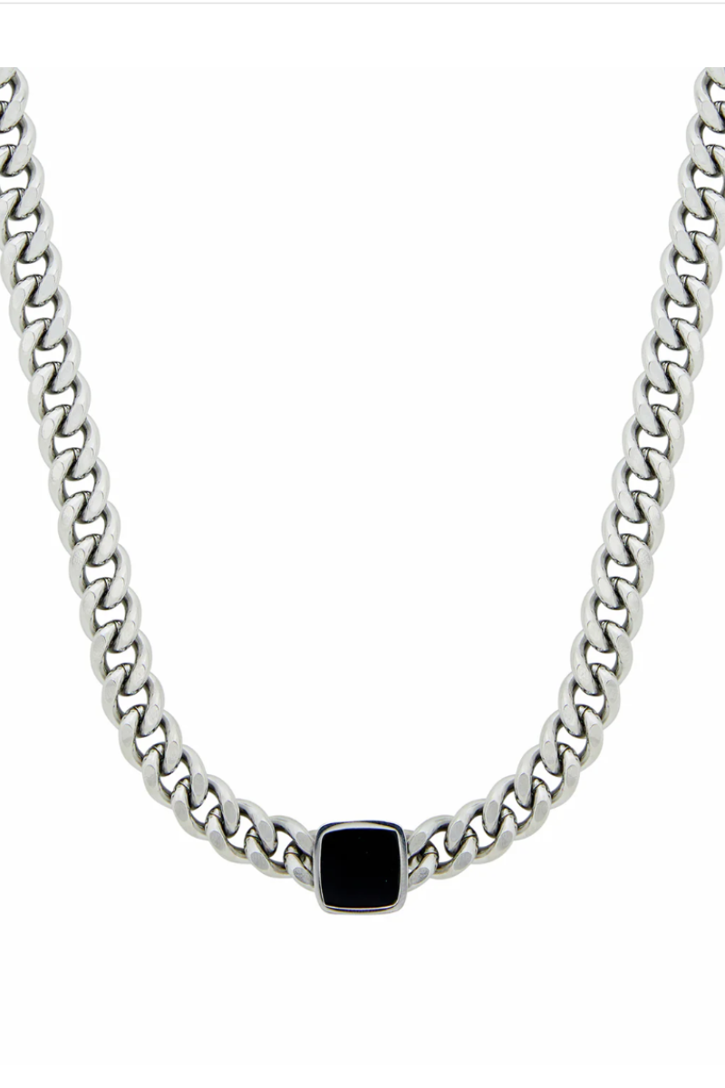 LUXIIVA® SQUARE PENDANT CUBAN NECKLACE