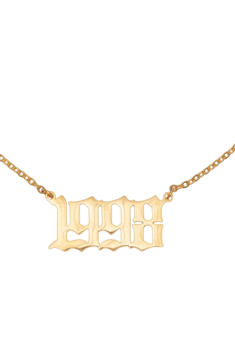 LUXIIVA Year Necklace - side angle highlighting necklace design