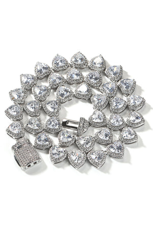 Diamond Tennis Chain Heart Necklace(Ships Same Day)