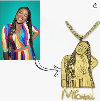 LUXIIVA® CLASSIC BLACK AND WHITE CUSTOM PICTURE  NECKLACE