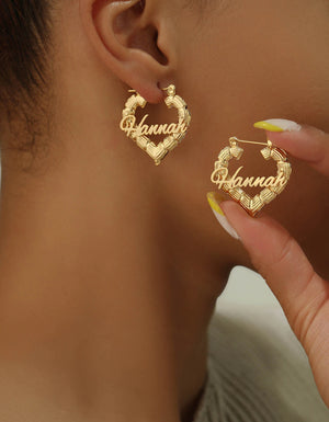 BAMBOO  HEARTS EARRINGS