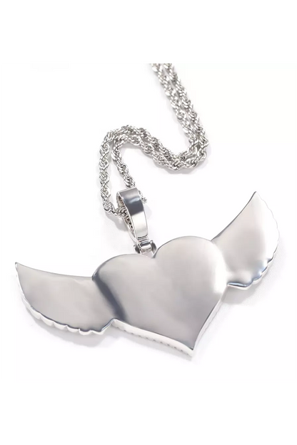 HEARTS WINGS CUSTOM PHOTO NECKLACE