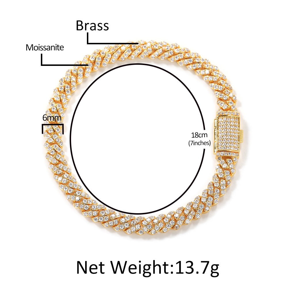 LUXIIVA® 6MM MOISSANITE CUBAN BRACELET (Ready to Ship)