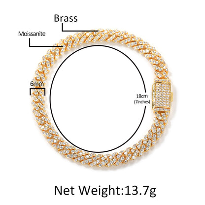 LUXIIVA® 6MM MOISSANITE CUBAN BRACELET (Ready to Ship)