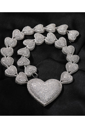 Hip Hop Heart Full Iced Out Necklace(Ships Same Day)