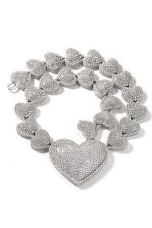 Hip Hop Heart Full Iced Out Necklace(Ships Same Day)