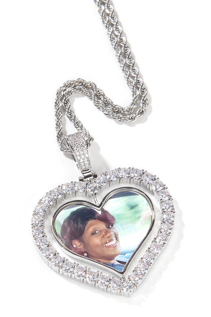 CUSTOM DOUBLE SIDED HEART PHOTO PENDANT