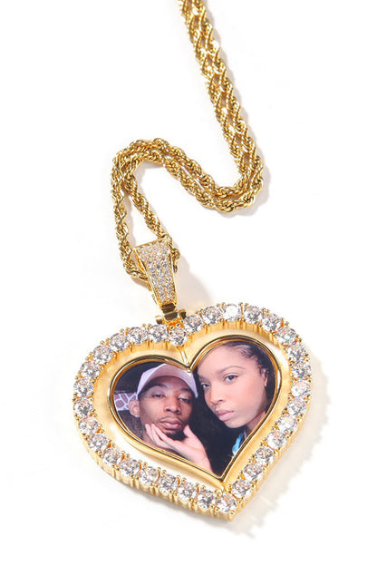 CUSTOM DOUBLE SIDED HEART PHOTO PENDANT