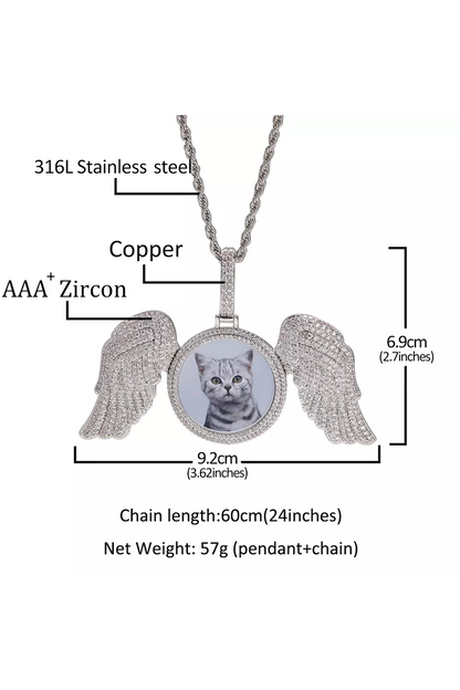 ANGEL POWER-WINGS CUSTOM PHOTO NECKLACE