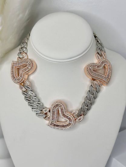 LUXIIVA® ZAZA TRIO  HEARTS NECKLACE(Ready to Ship)