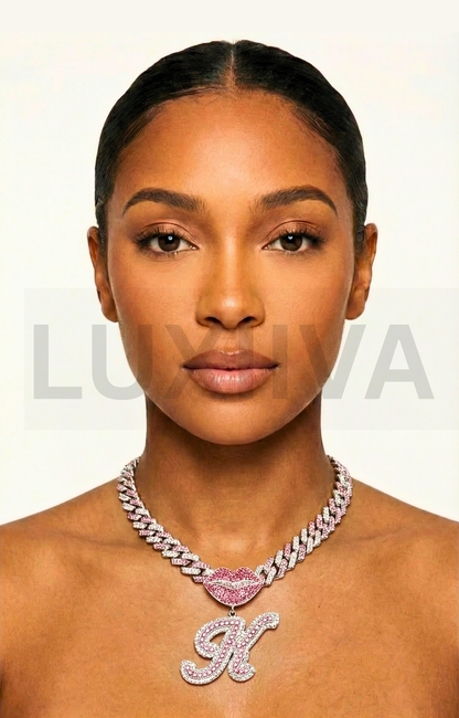 LUXIIVA® PINK LIPS INITIAL PENDANT(Ready to Ship)