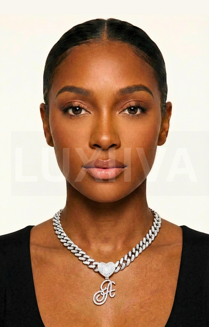 LUXIIVA® CURSIVE HEART INITIAL PENDANT(Ready to Ship)