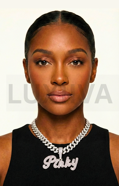 LUXIIVA® FROSTED ICED OUT CUSTOM NAME PENDANT - CLASSIC BAIL