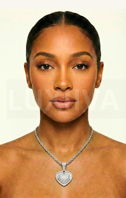LUXIIVA® ICY BAGUETTE HEART PENDANT(Ready to Ship)