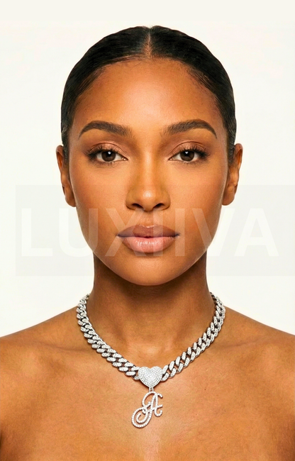 LUXIIVA® CURSIVE HEART INITIAL PENDANT(Ready to Ship)