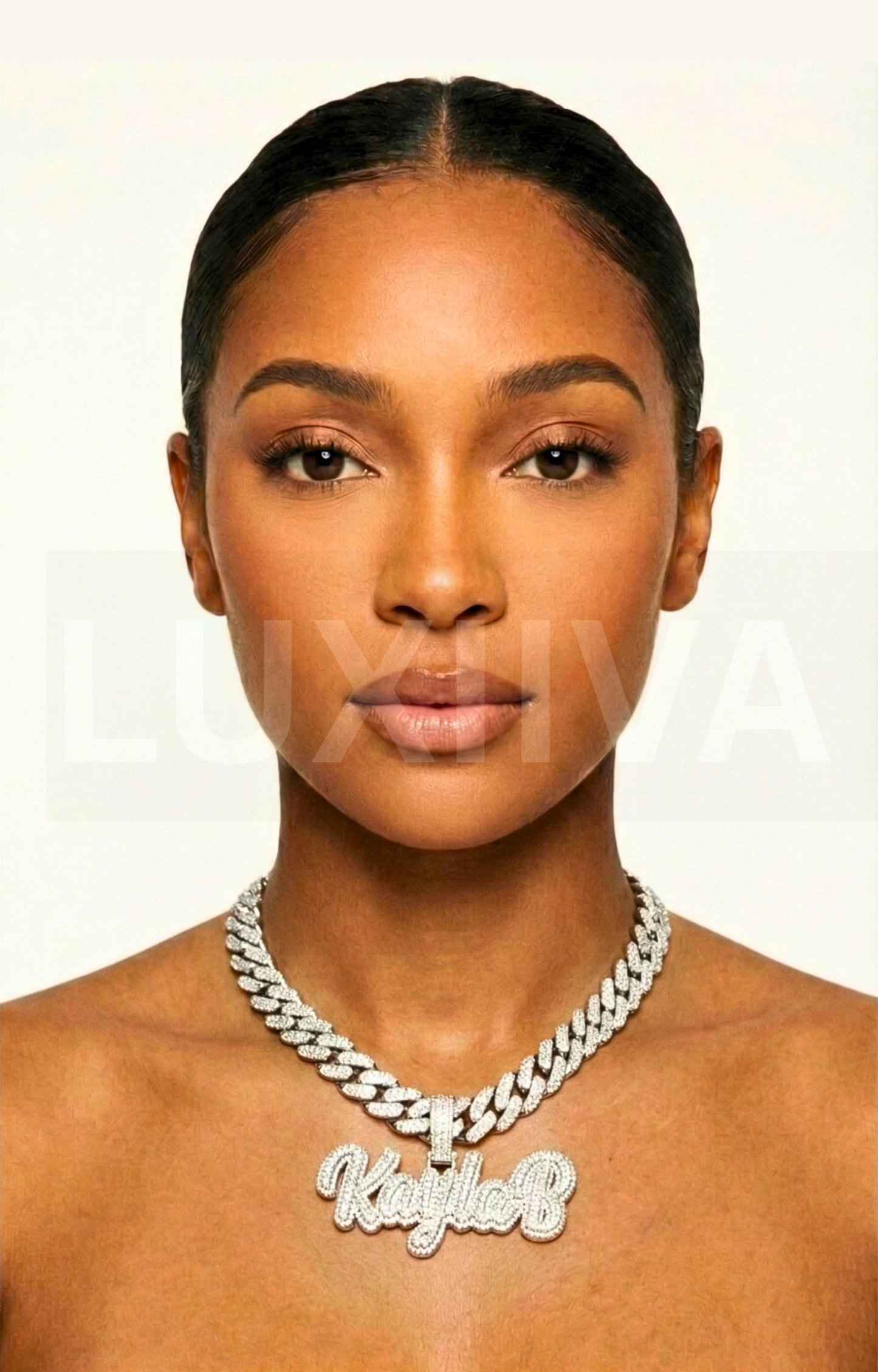 LUXIIVA® FROSTED ICED OUT CUSTOM NAME PENDANT - CLASSIC BAIL