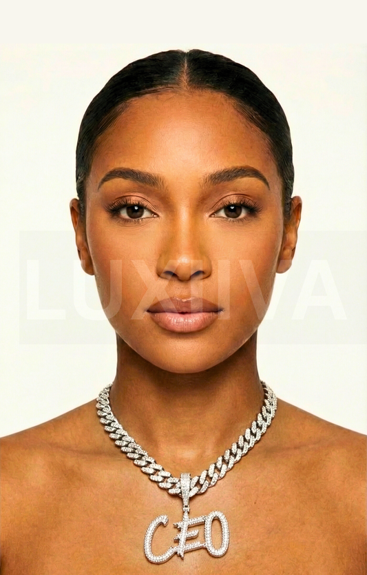 LUXIIVA® GLACIER FONT ICED OUT CUSTOM NAME PENDANT