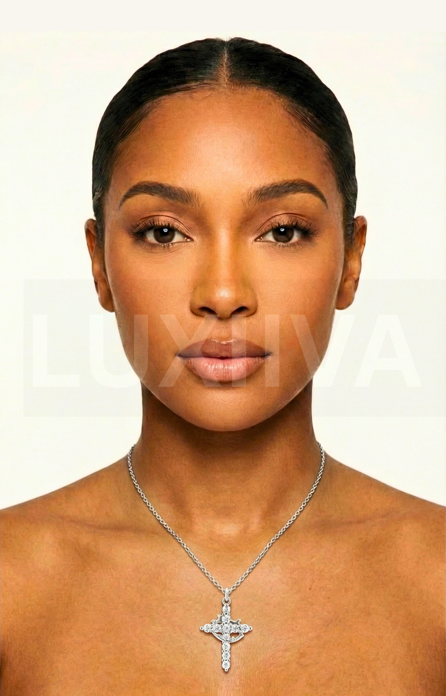 LUXIIVA® SPARKLING CROWN CROSS NECKLACE (Ready to Ship)