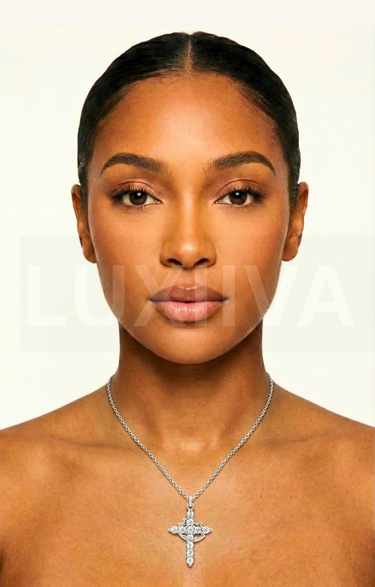 LUXIIVA® SPARKLING CROWN CROSS NECKLACE (Ready to Ship)