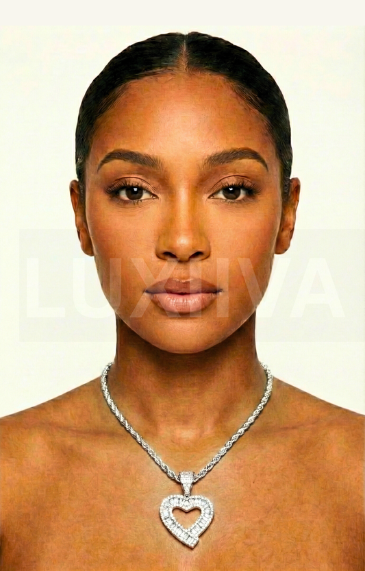 LUXIIVA® BAGUETTE HEART NECKLACE(Ready to Ship)