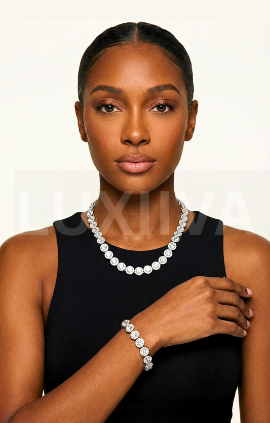 LUXIIVA® 2 PCS TATIANA TENNIS NECKLACE & BRACELET SET(Ready to Ship)
