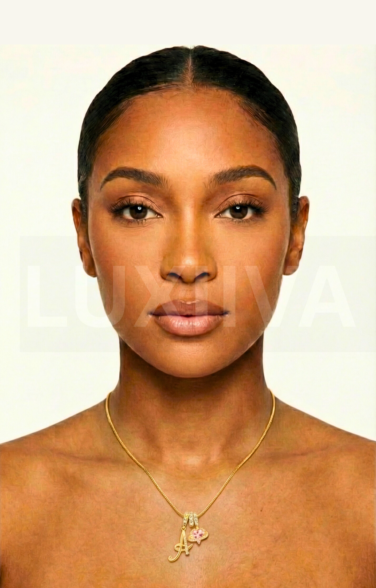 LUXIIVA® CURSIVE INITIAL PINK HEART NECKLACE (Ready to Ship)