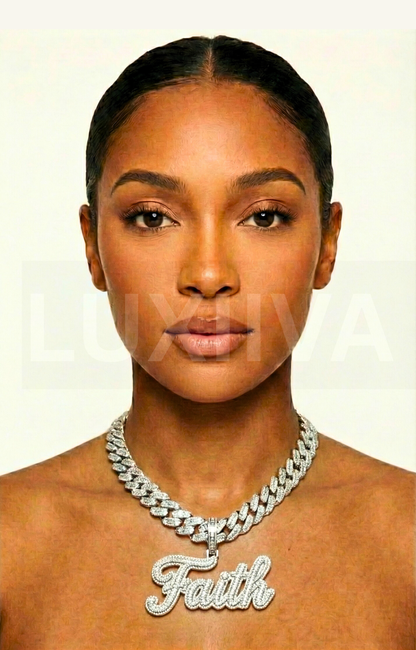 LUXIIVA Kelly Diamond Name Necklace - front view of CZ diamond necklace