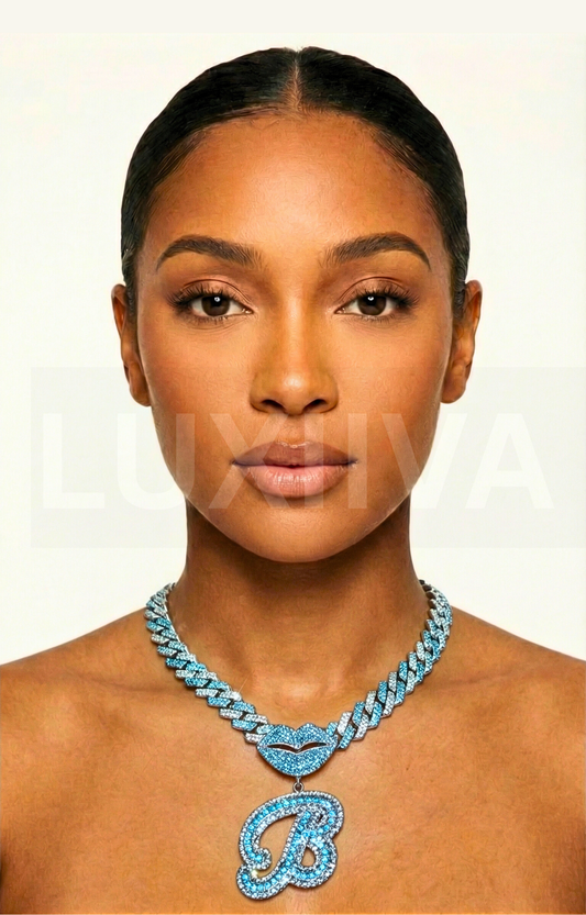 LUXIIVA® BLUE LIPS INITIAL PENDANT(Ready to Ship)