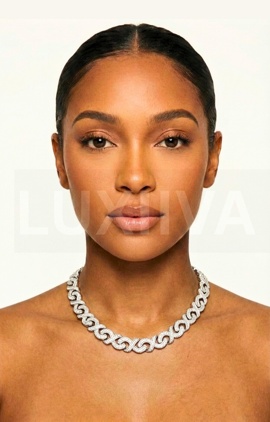 LUXIIVA Infinity Link Necklace - front view of necklace
