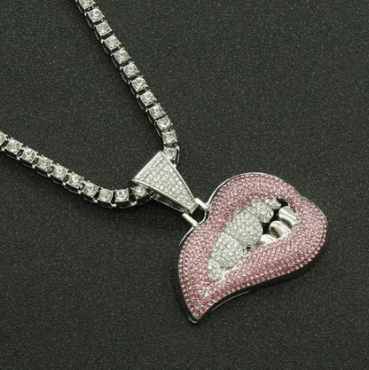 LUXIIVA® BITING LIPS ICED OUT PENDANT (Ready to Ship)