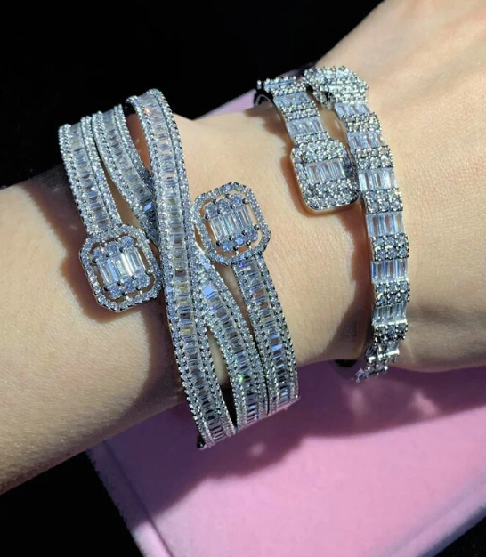 MULTI-ROW OVERLAPPED DIAMOND BANGLE(Ships Same Day)