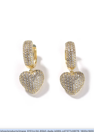 CRYSTAL HEARTS EARRINGS(Ships Same Day)