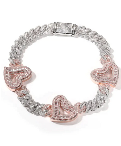 LUXIIVA® ZAZA TRIO  HEARTS NECKLACE(Ready to Ship)