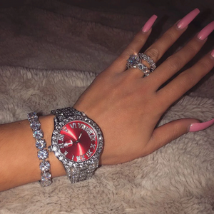 CHLOE ICY WATCH-RED(Ships Same Day)