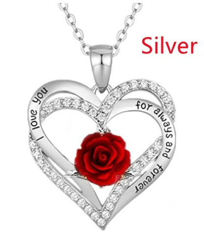 LUXIIVA® HEARTS NECKLACE W/ FLOWER(Ready to Ship)