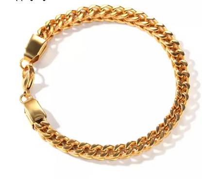 LUXIIVA Stainless Steel Cuban Bracelet - styled on model
