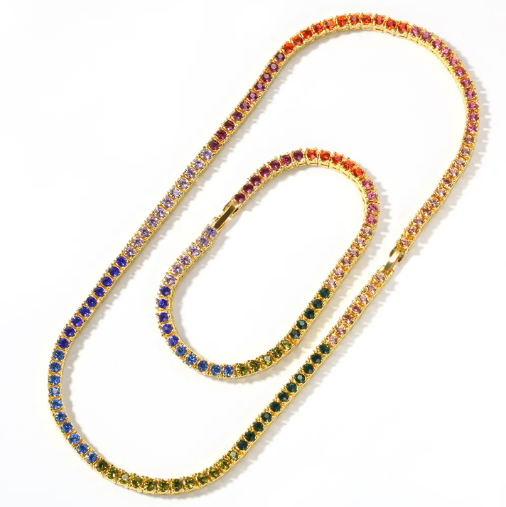COLOURFUL CRYSTAL TENNIS NECKLACE (Ready to Ship)