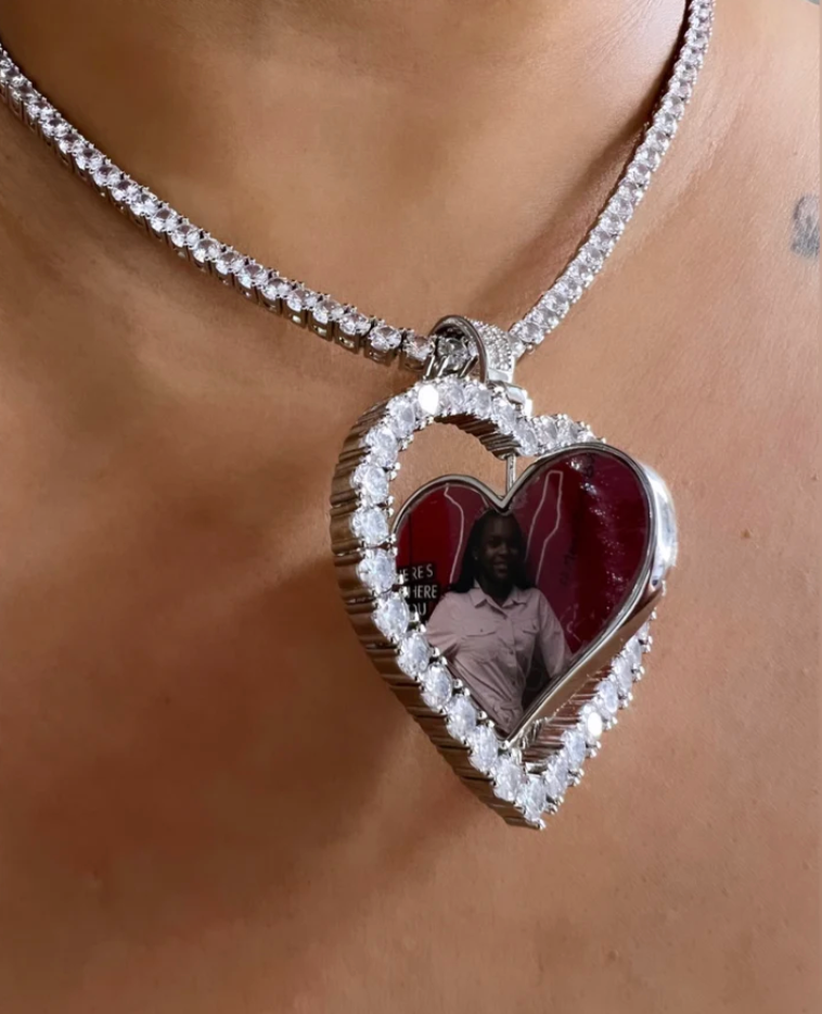 CUSTOM DOUBLE SIDED HEART PHOTO PENDANT