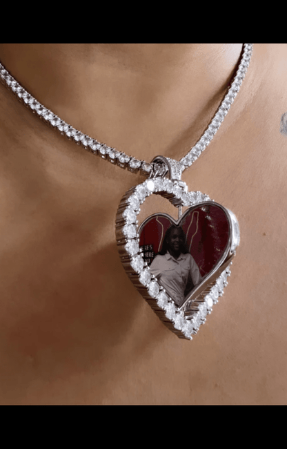 CUSTOM DOUBLE SIDED HEART PHOTO PENDANT