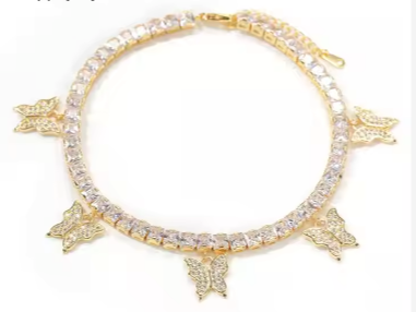 TENNIS CHAIN BUTTERFLY ANKLET(Ready to Ship)