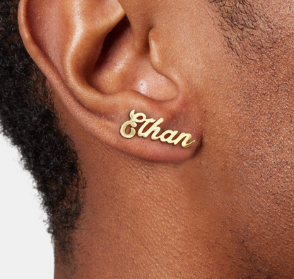 CUSTOM CURSIVE NAME  STUD EARRINGS