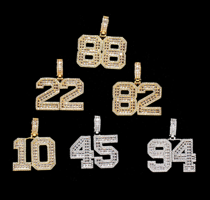 LUXIIVA® CUSTOM ICED NUMBER BAGUETTE  NECKLACE