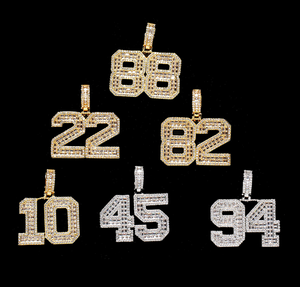 CUSTOM ICED NUMBER BAGUETTE  NECKLACE