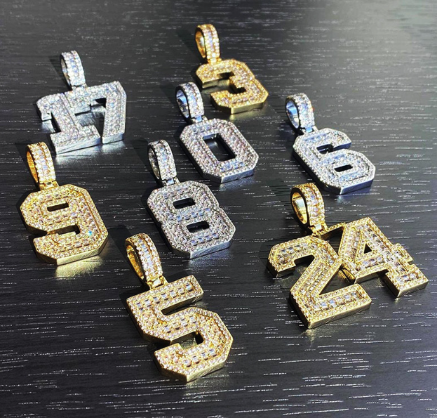 LUXIIVA® CUSTOM ICED NUMBER BAGUETTE  NECKLACE