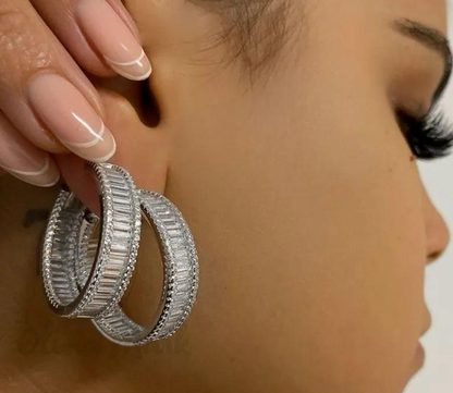 CZ HOOP HUGGIE  EARRING(Ready to Ship)