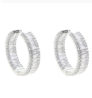 CZ HOOP HUGGIE  EARRING(Ready to Ship)