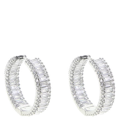 CZ HOOP HUGGIE  EARRING(Ready to Ship)