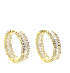 CZ HOOP HUGGIE  EARRING(Ready to Ship)