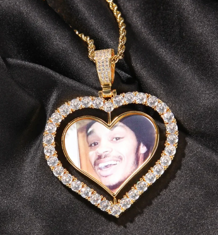 CUSTOM DOUBLE SIDED HEART PHOTO PENDANT